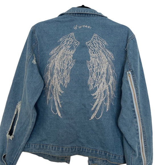 Huiwa Denim Jacket Wings With Detachable Hoodie - Picture 2 of 6